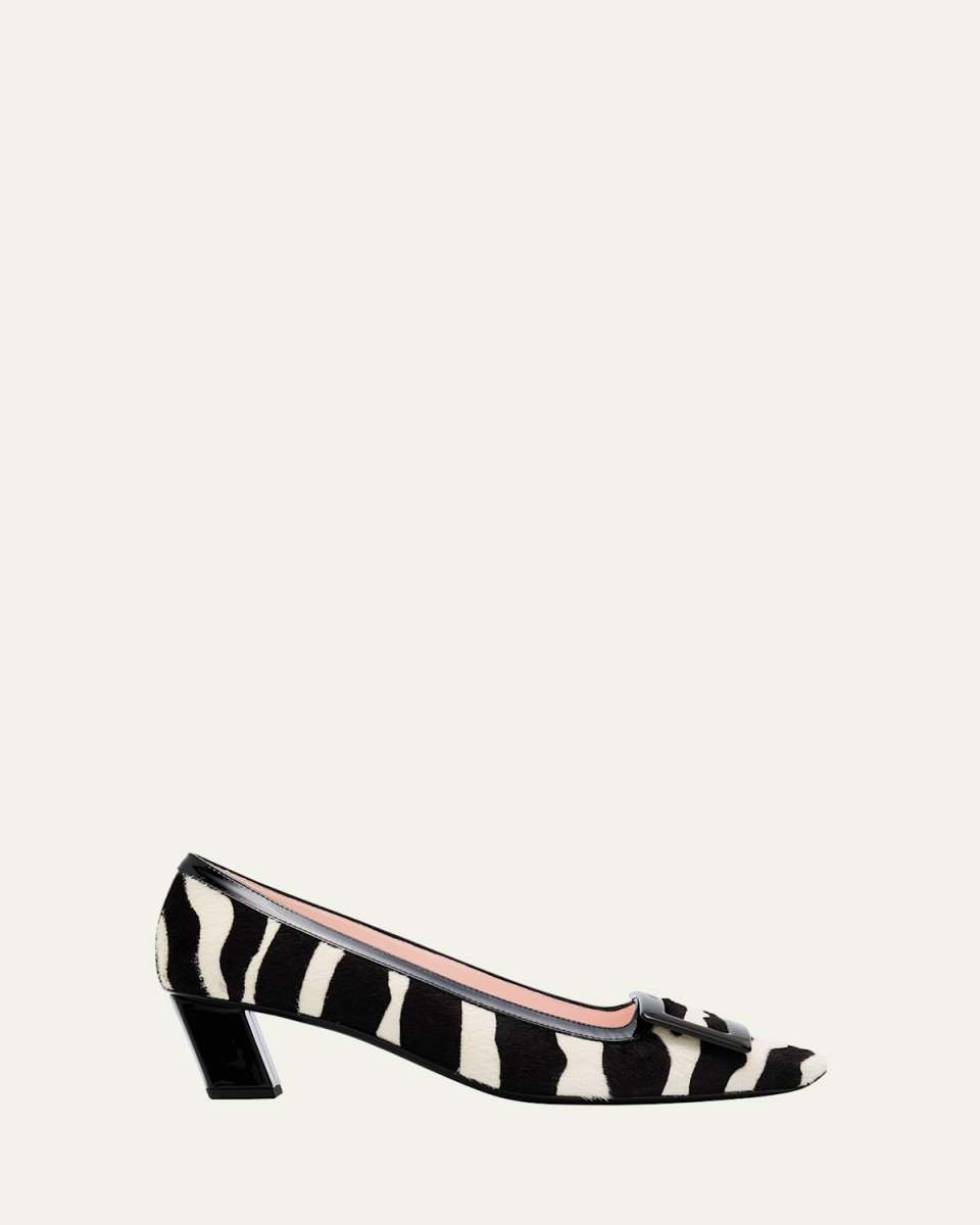 Belle Vivier Zebra Buckle Pumps
